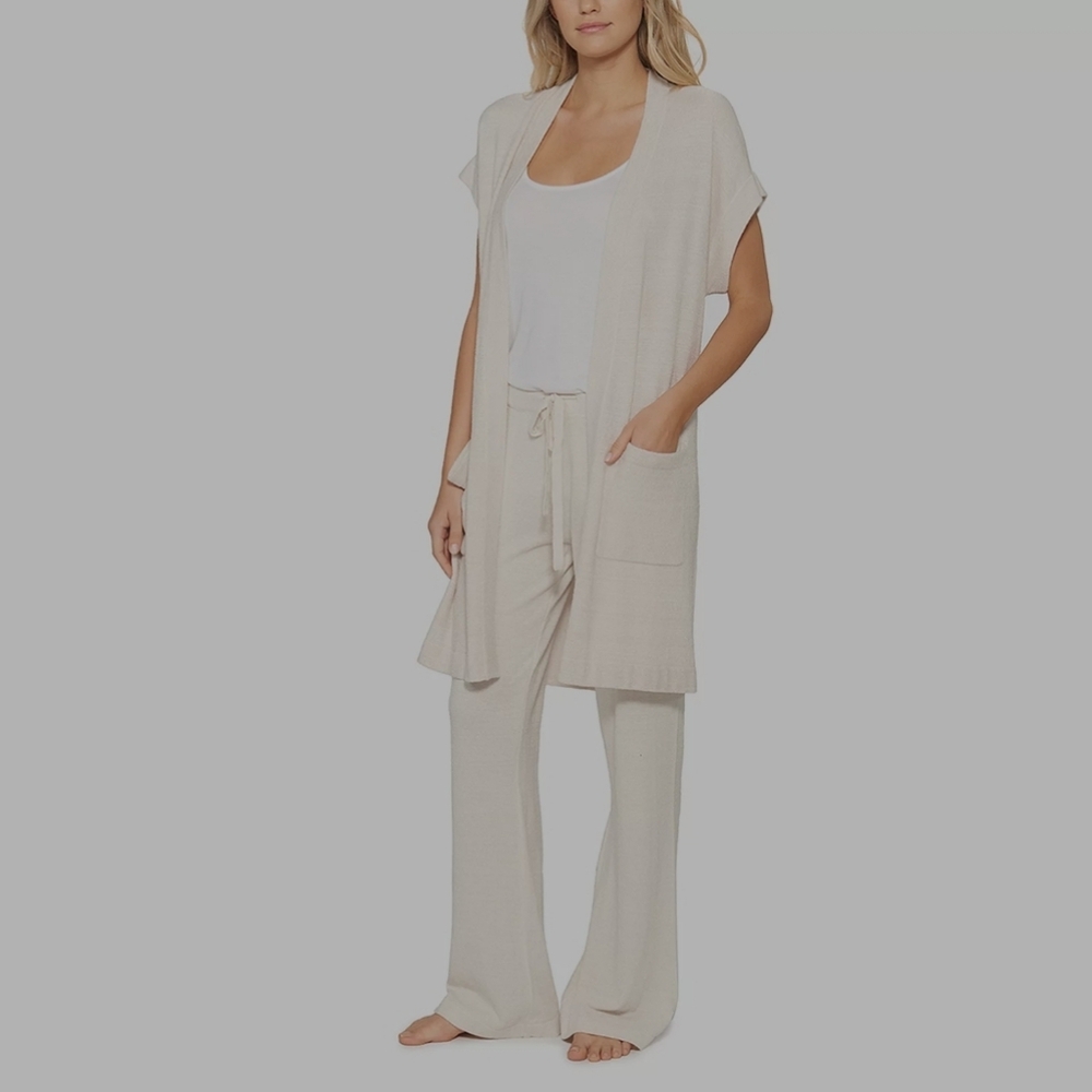 Barefoot Dreams Cozychic Ultra Lite Knit Sleeveless Long Cardigan Loungwear S.